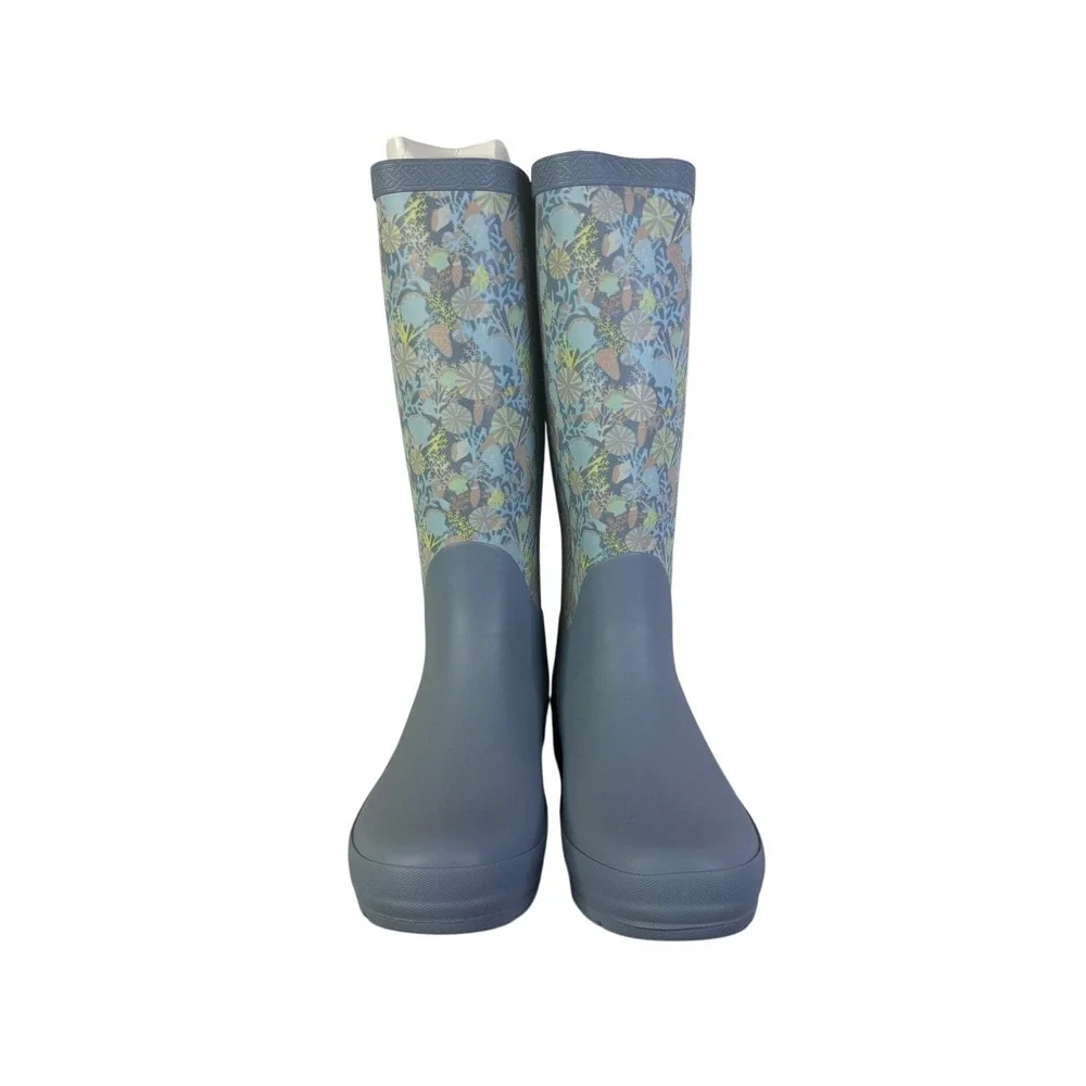 Helly Hansen Women's Tall Floral Spring Rain Boots Blue Print Waterproof Size M